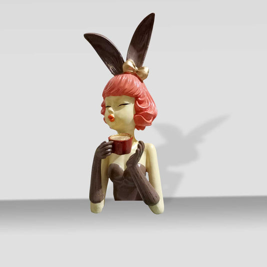 Bowknot Lady with Tea Cup Comes in Multi Colour