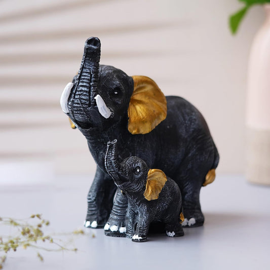 Set of 2 Elephant with Baby Elephant Statue
