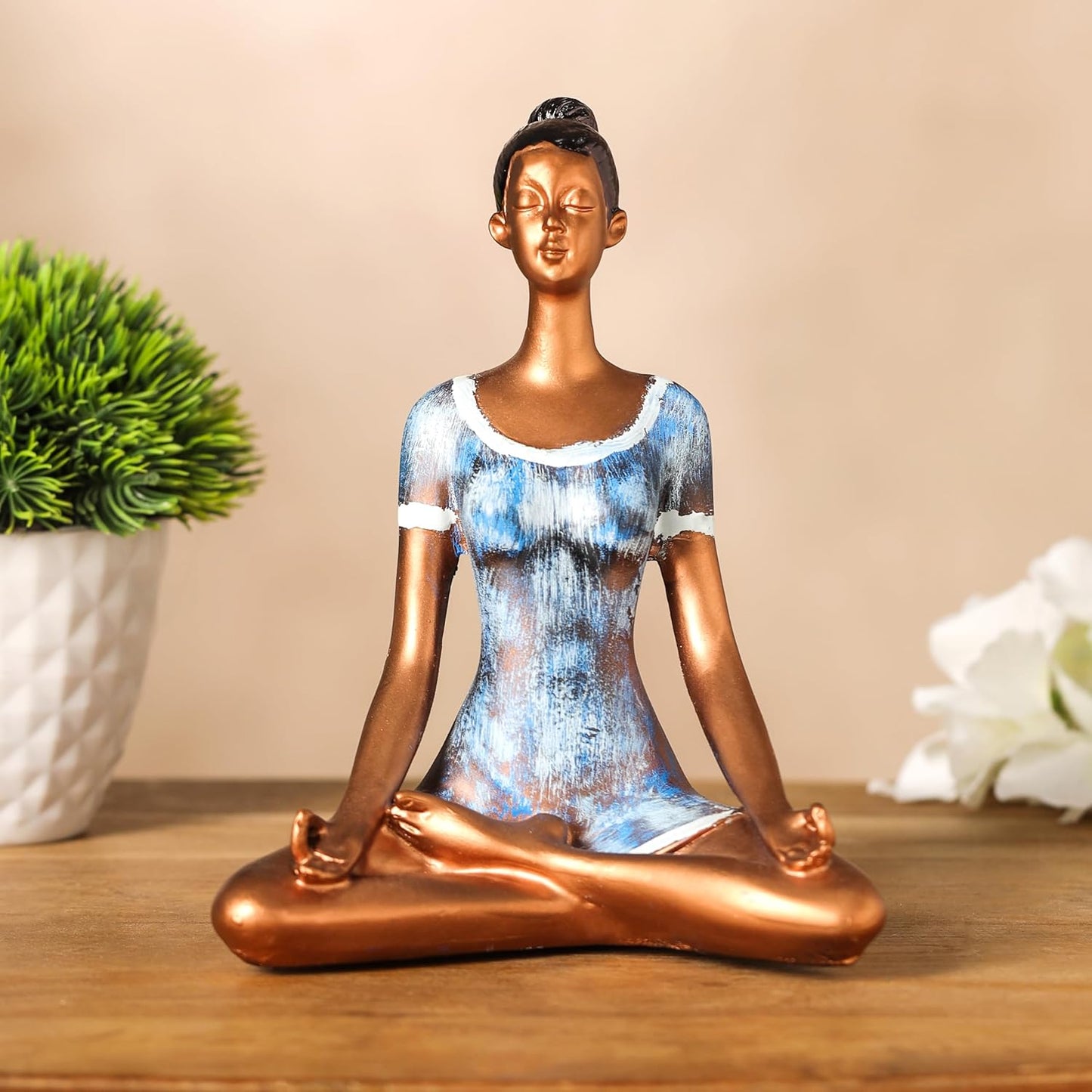 Yoga Posture Lady Statue Elegant Female Figurine