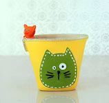 Yellow & Green Kitty In Purse Planter