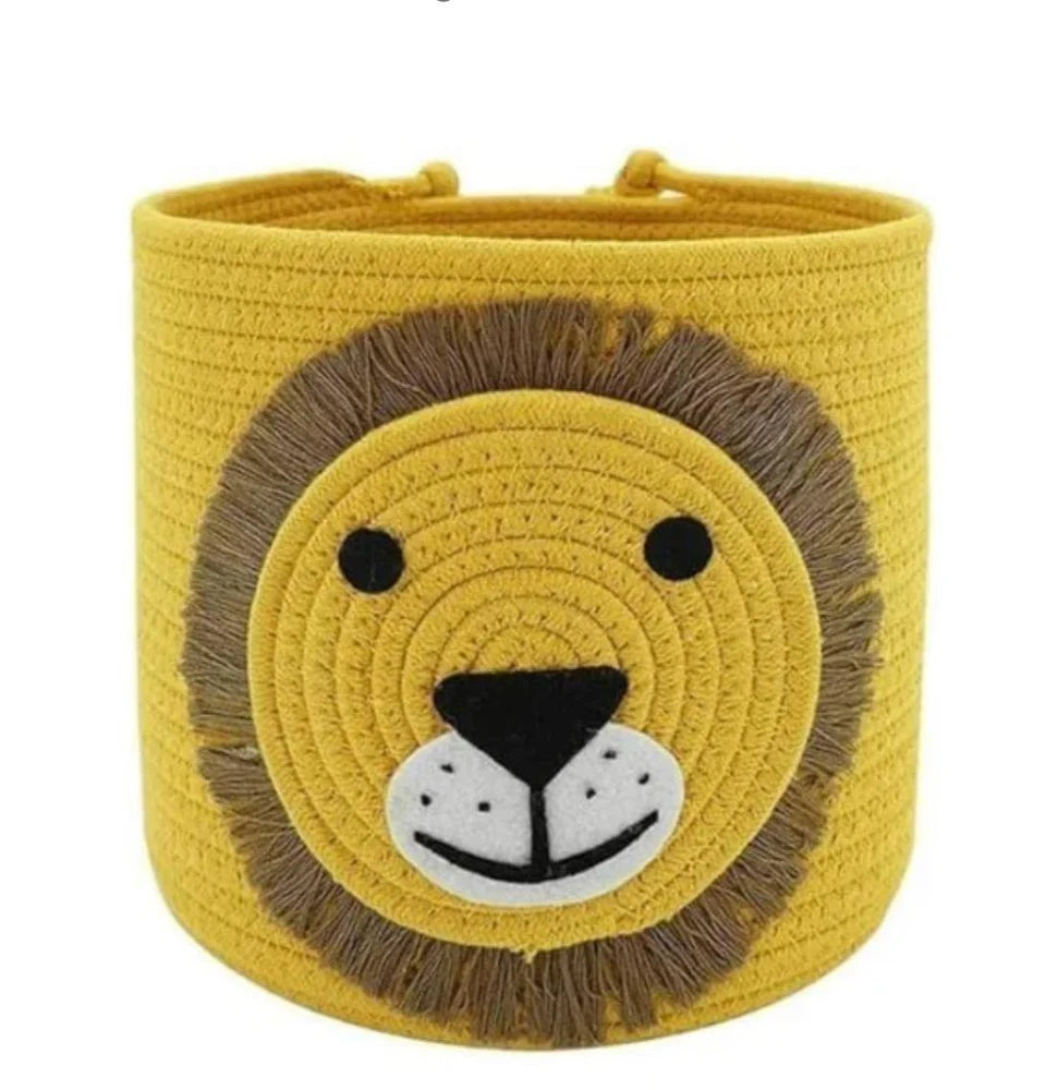 Multipurpose Lion Design Cotton Rope Hamper Basket
