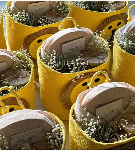 Multipurpose Lion Design Cotton Rope Hamper Basket