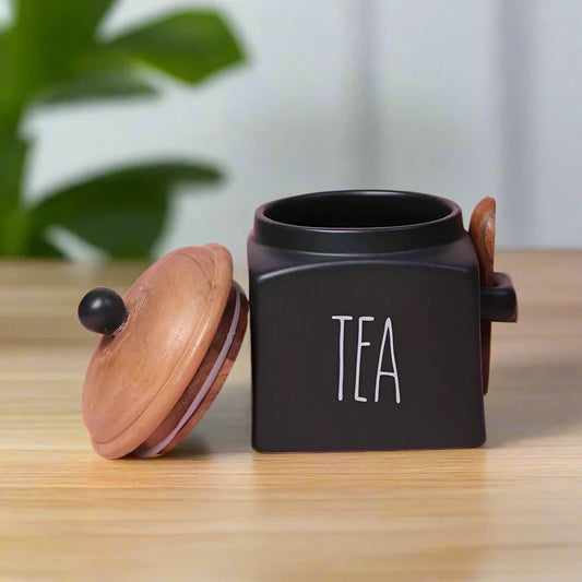 Matte Black Tea Storage Jar