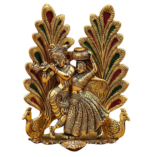 Mor Pankh Radha Krishna Metal Showpiece