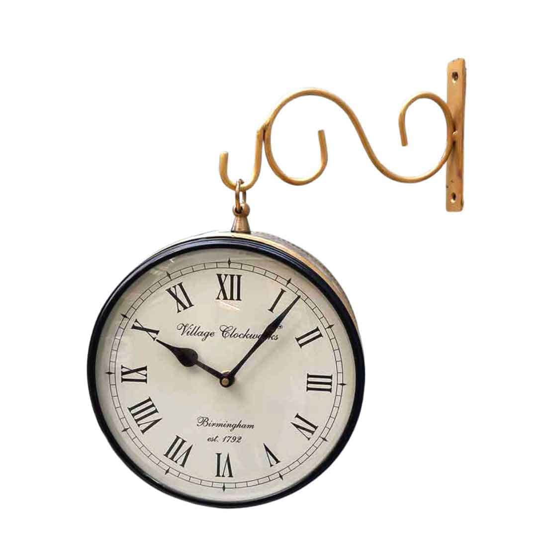 Antique Vintage Double-Sided Metal Wall Clock (6x6 inch)