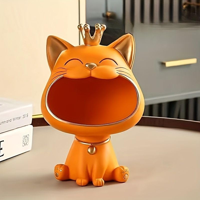 Polyresin Laughing Cat Storage Showpiece