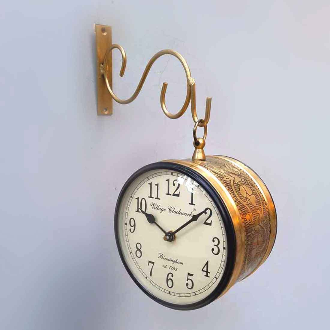 Antique Vintage Double-Sided Metal Wall Clock (6x6 inch)