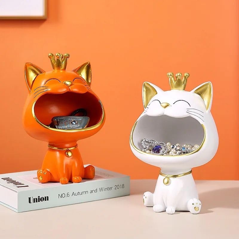 Polyresin Laughing Cat Storage Showpiece
