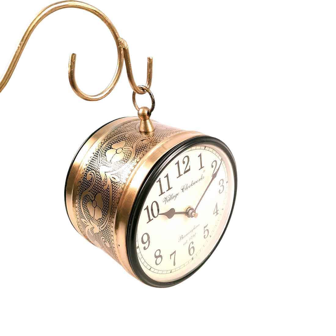 Antique Vintage Double-Sided Metal Wall Clock (6x6 inch)