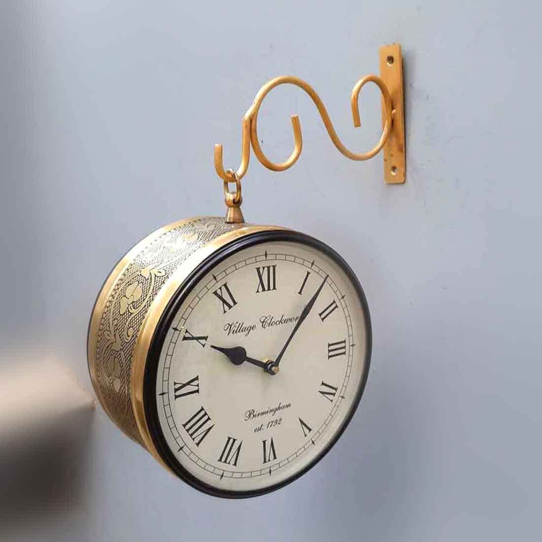 Antique Vintage Double-Sided Metal Wall Clock (6x6 inch)