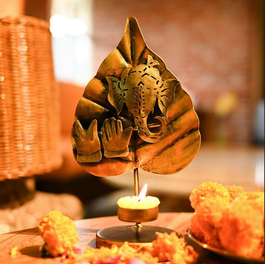 Metal Ganesha Tea light Candle Holder