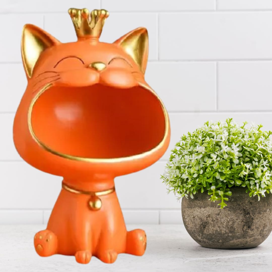 Polyresin Laughing Cat Storage Showpiece