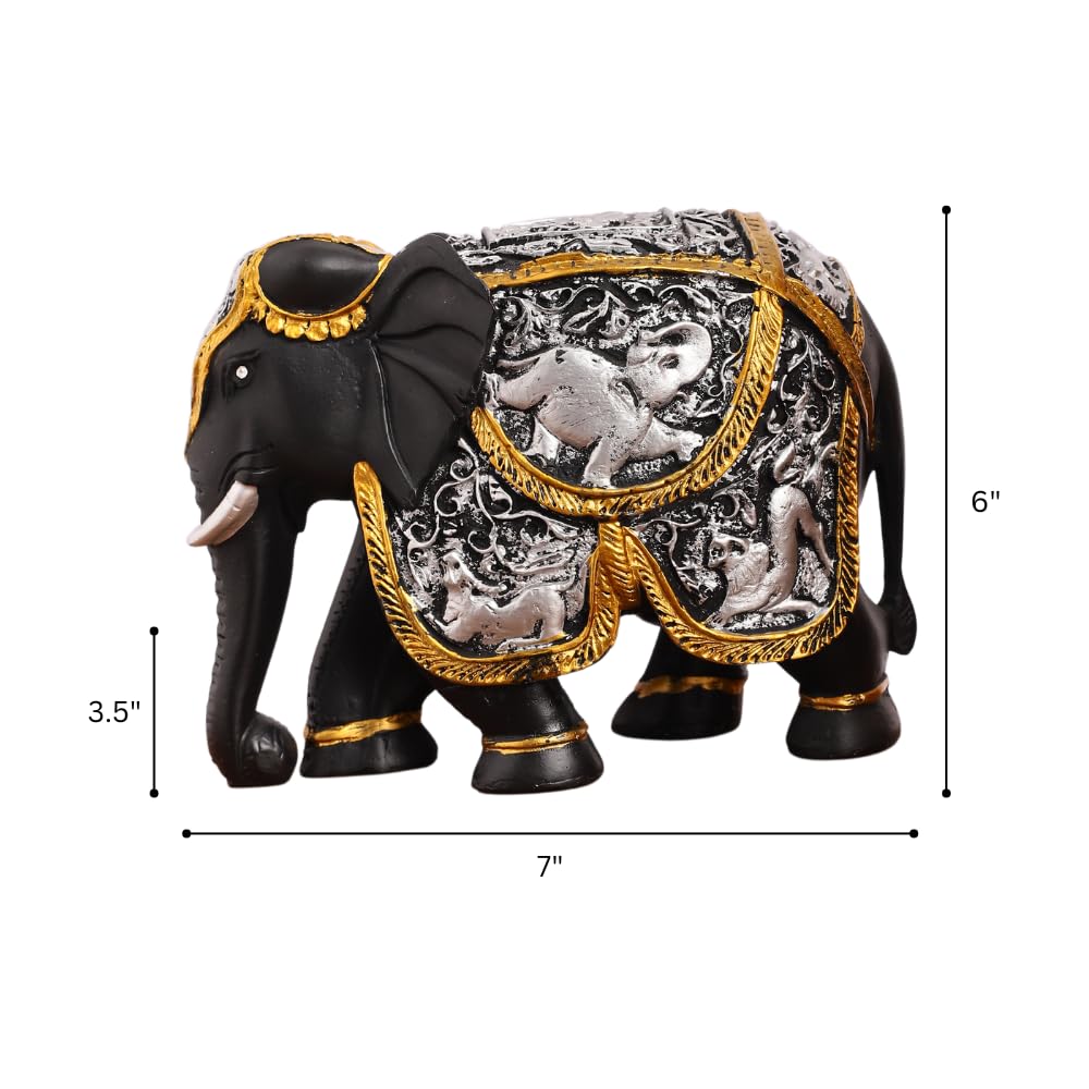 Black & Gold Plated Resin Elephant Statue