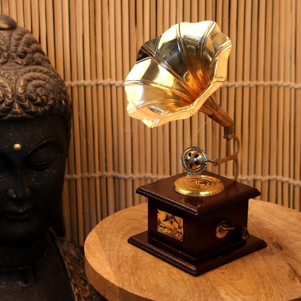 Decorative Vintage Brass Musical Brass Gramophone