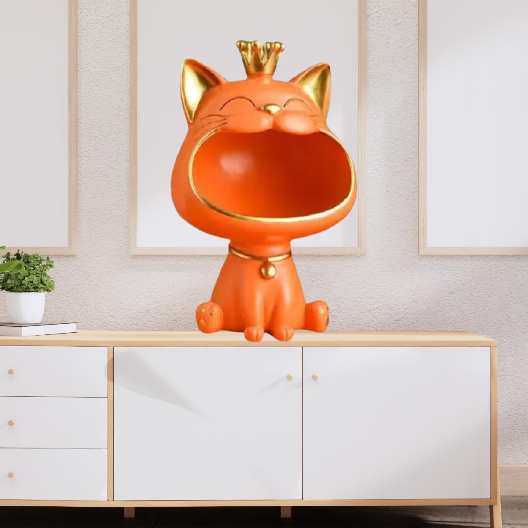Polyresin Laughing Cat Storage Showpiece