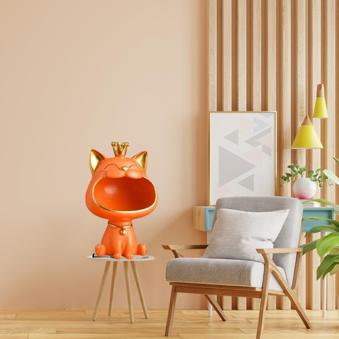 Polyresin Laughing Cat Storage Showpiece