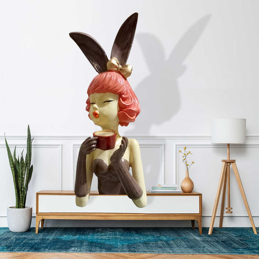 Bowknot Lady with Tea Cup Comes in Multi Colour