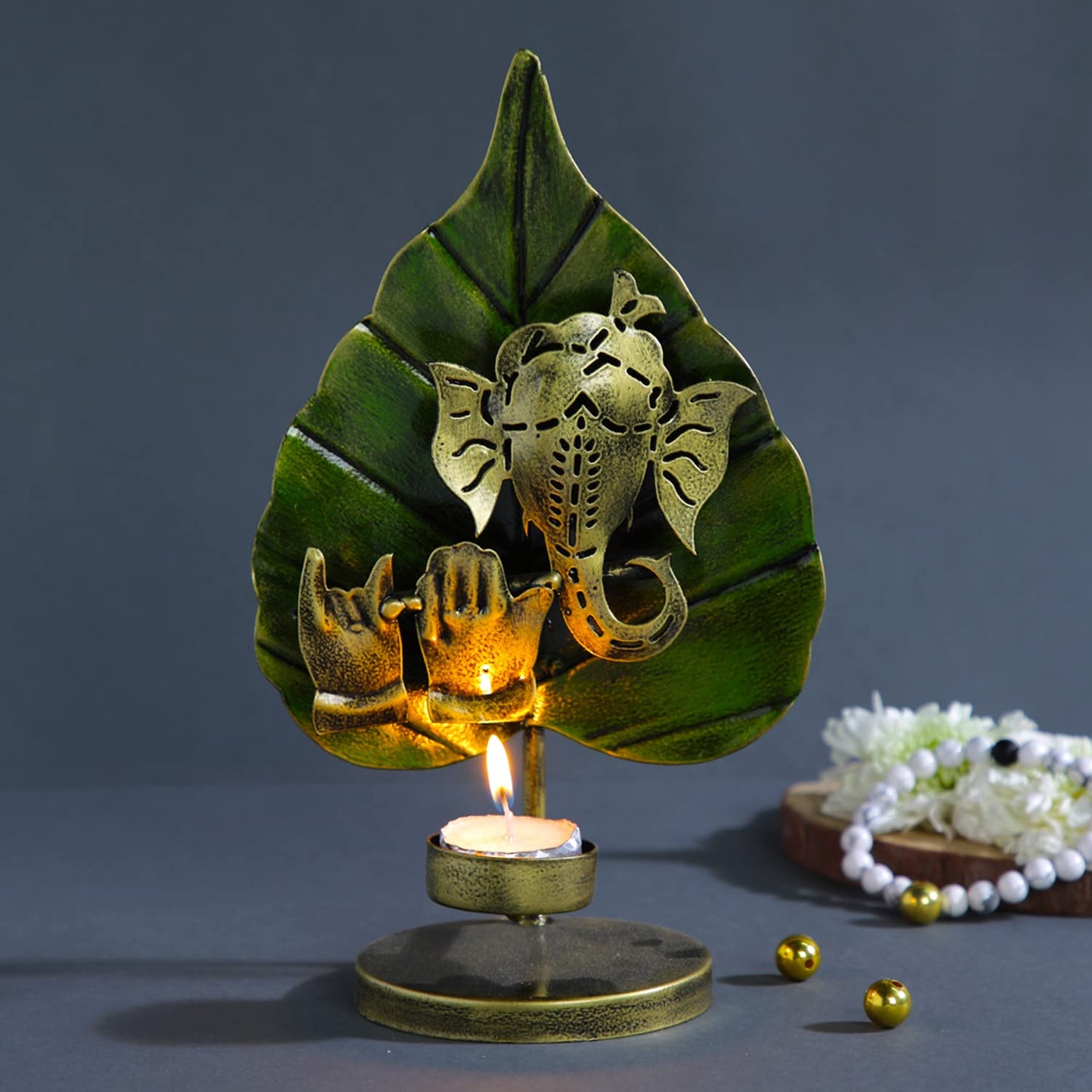 Metal Ganesha Tea Light Candle