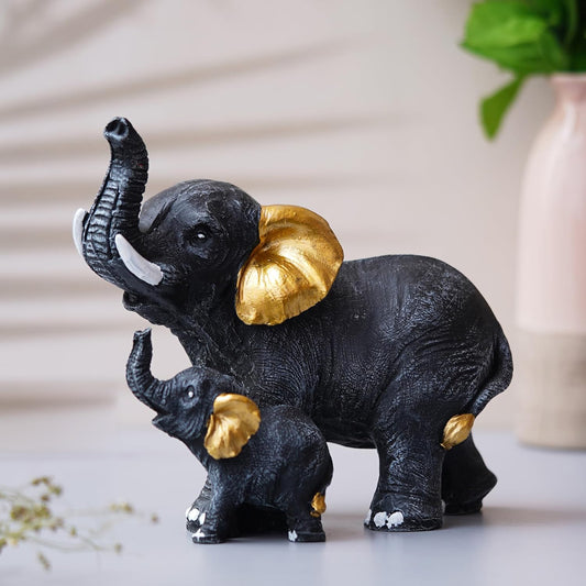 Set of 2 Elephant with Baby Elephant Statue