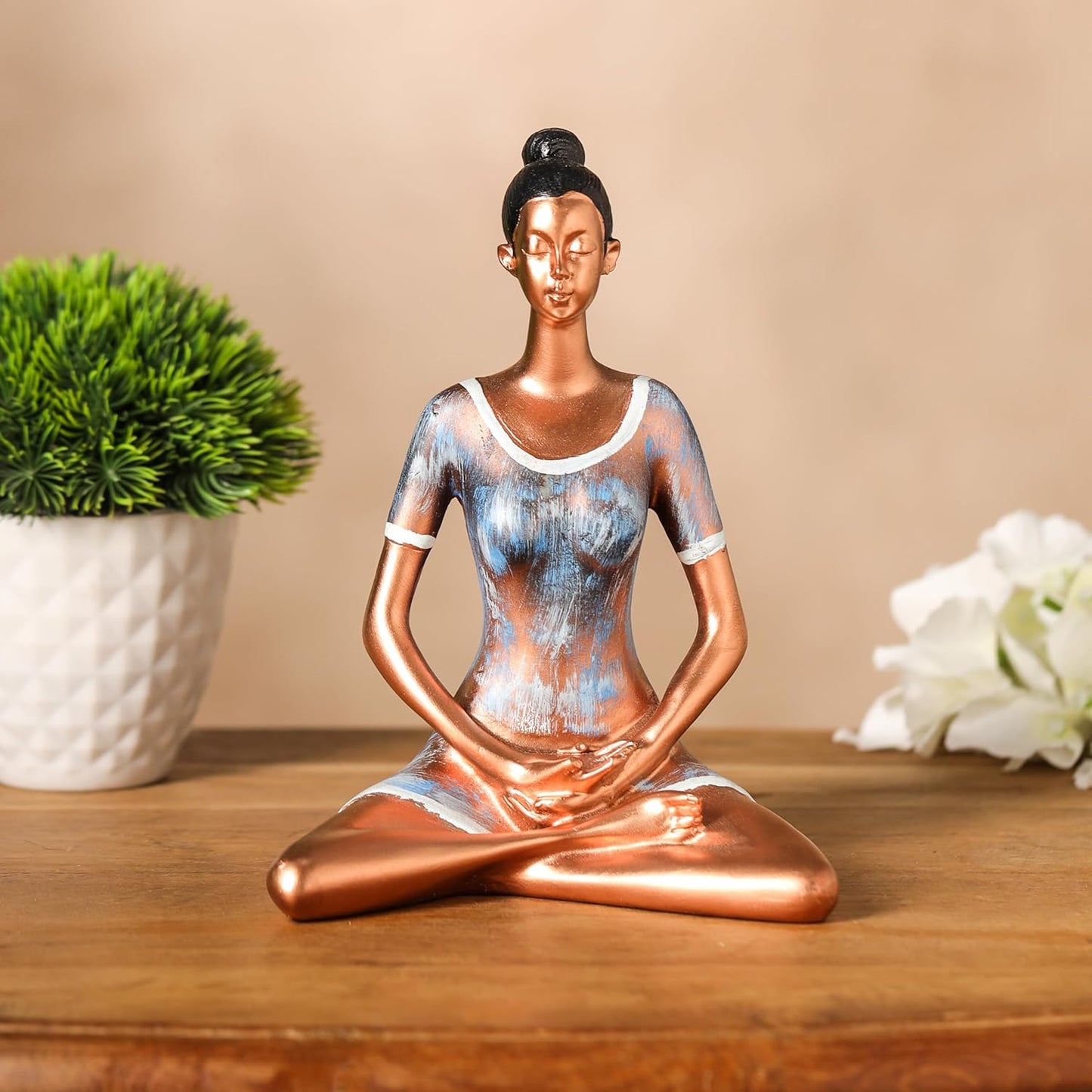 Yoga Posture Lady Statue Elegant Female Figurine