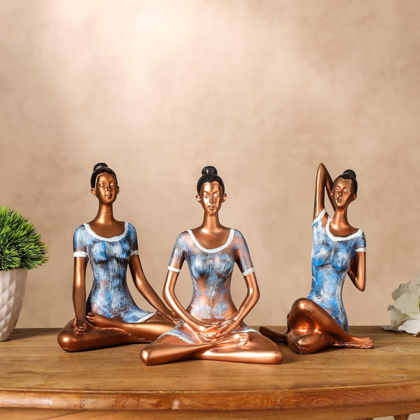 Yoga Posture Lady Statue Elegant Female Figurine
