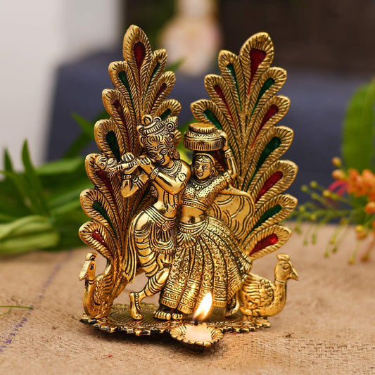 Mor Pankh Radha Krishna Metal Showpiece