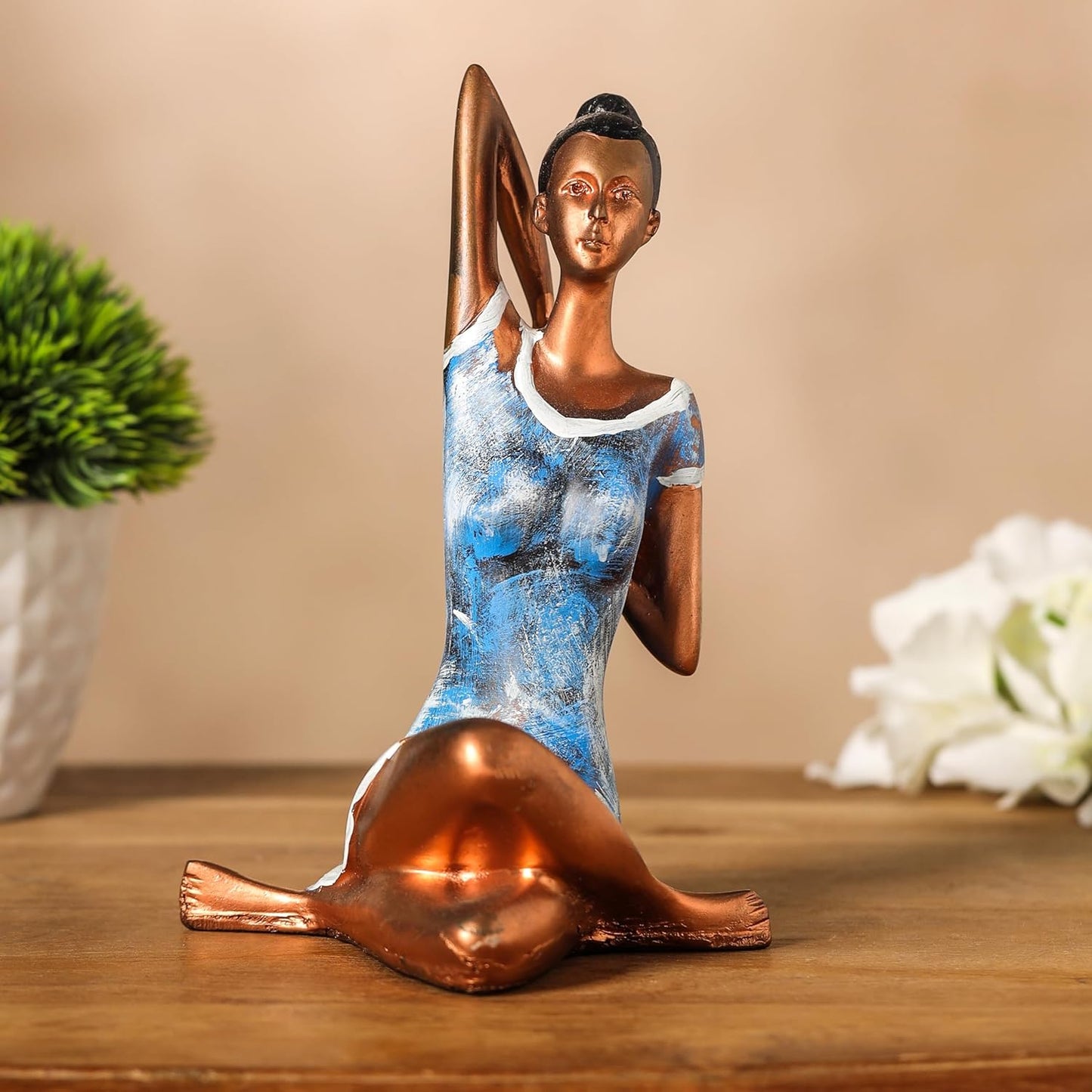 Yoga Posture Lady Statue Elegant Female Figurine