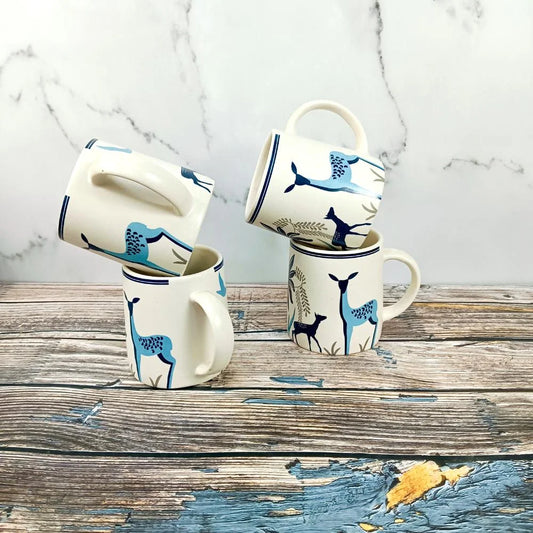 Deer Hand painted Alive Ceramic Coffee Cups