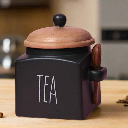 Matte Black Tea Storage Jar