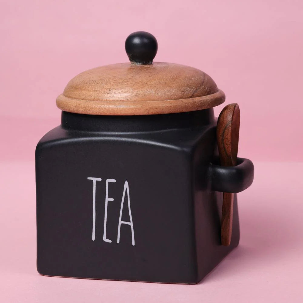 Matte Black Tea Storage Jar