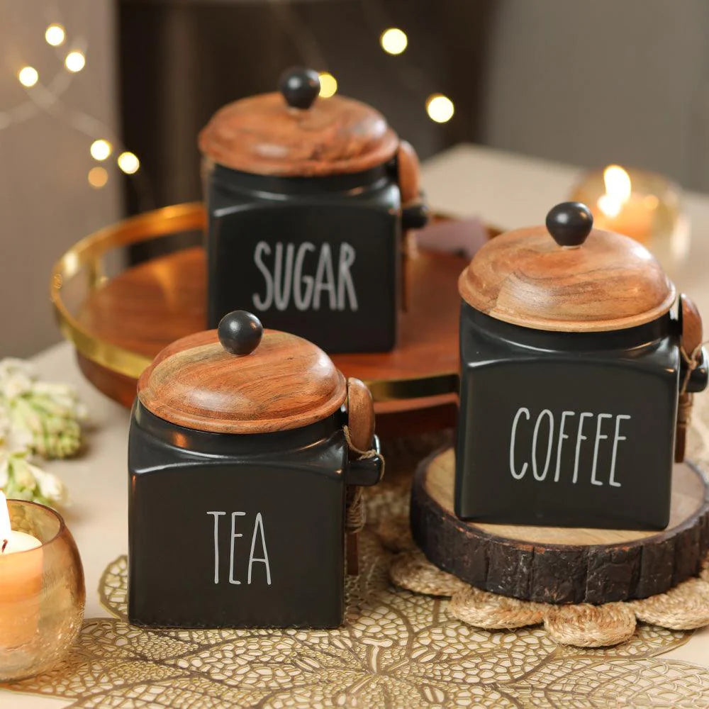 Matte Black Tea Storage Jar