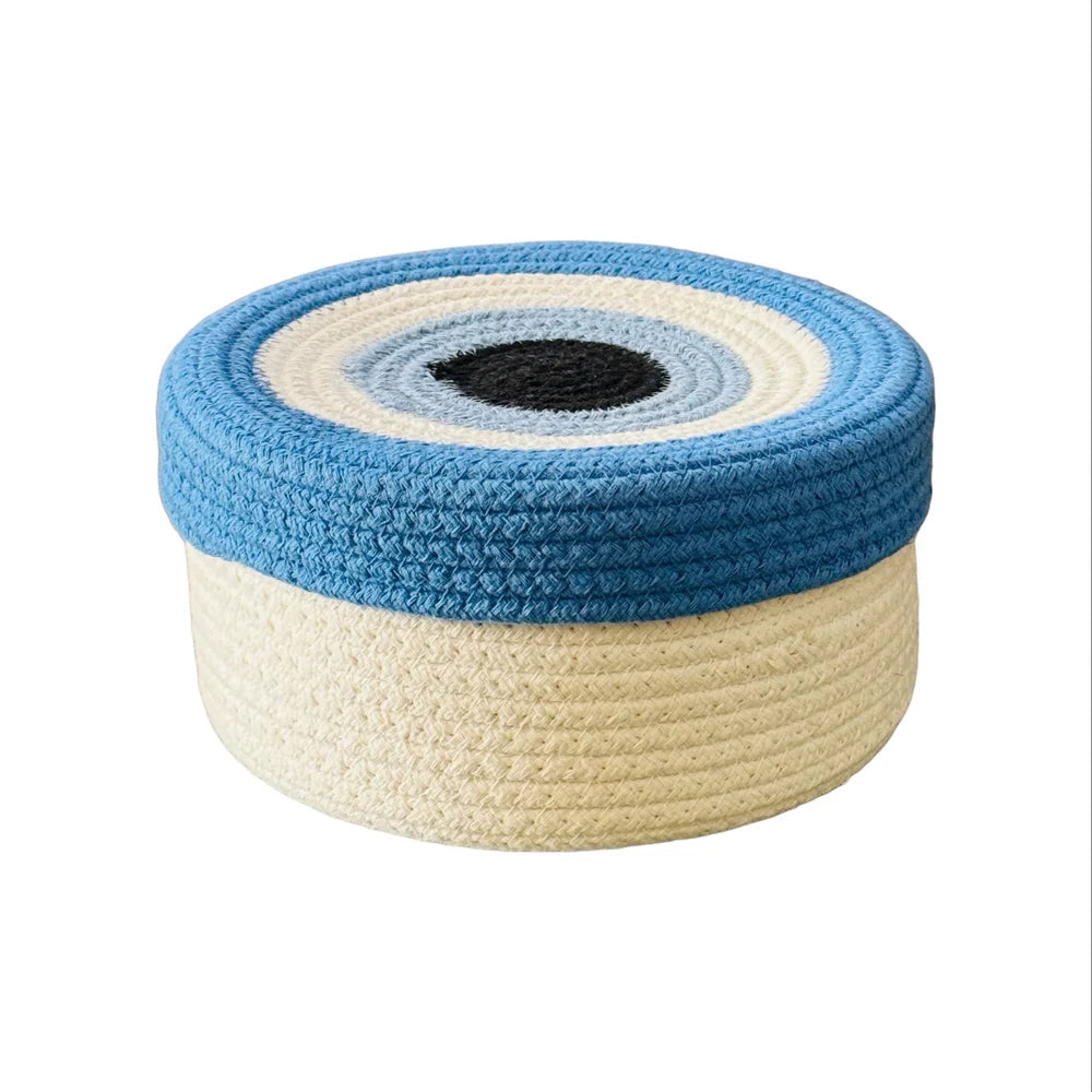 Round Cotton Rope Evil Eye Storage Basket