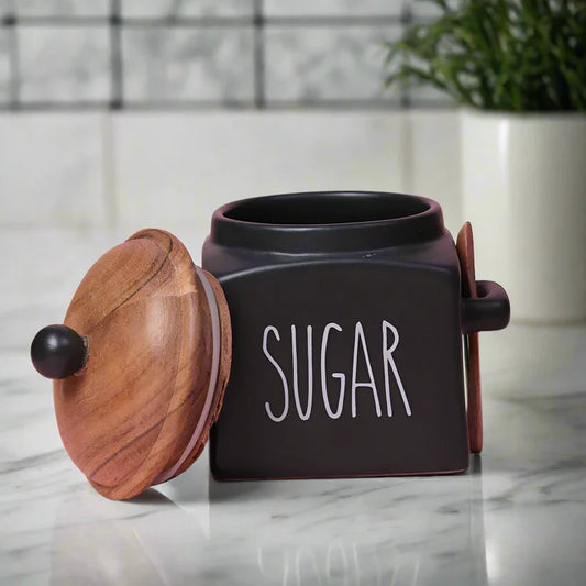 Matte Black Sugar Storage Jar