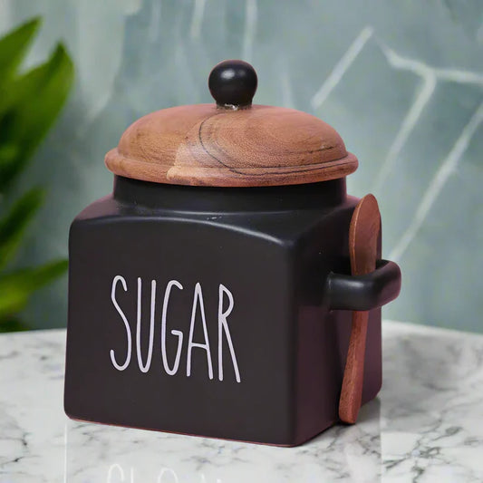 Matte Black Sugar Storage Jar