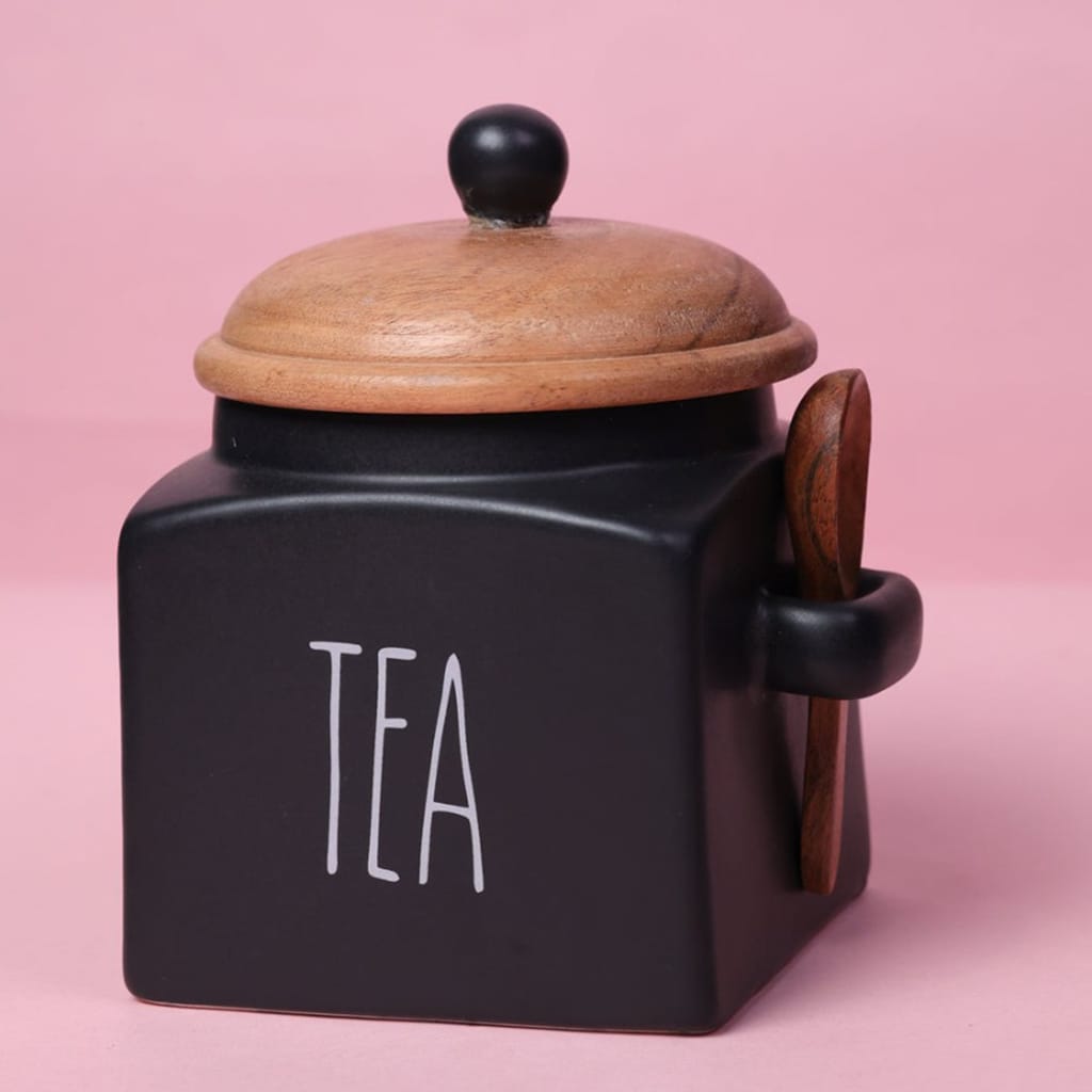 Matte Black Tea Storage Jar